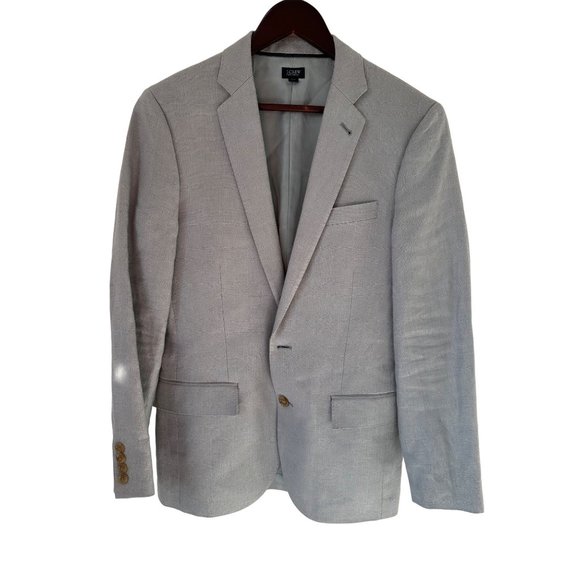 J.Crew Irish Linen Grey Ludlow Lined Blazer Size 36 R